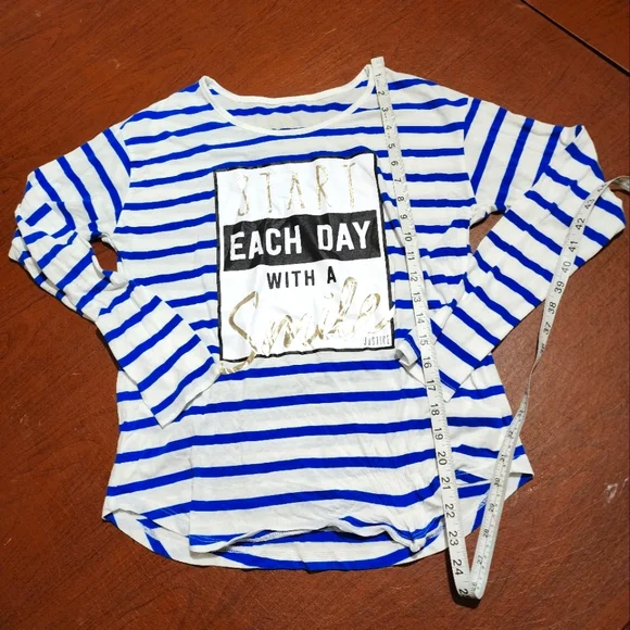 Justice Blue and White Striped Shirt - Picture 2 of 6